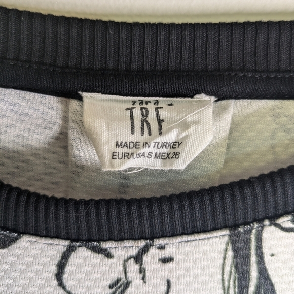 ZARA TRF Avant Garde Sketch Print Textured Sheath T-Shirt Dress in White & Black - Picture 7 of 12